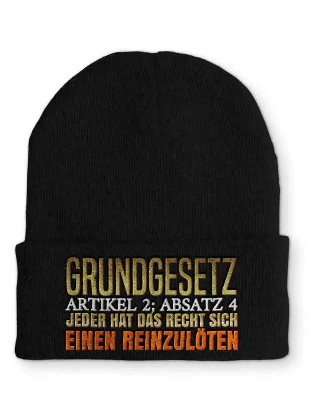 Grundgesetz Artikel 2 Absatz 4 jeder hat das Recht sich einen reinzulöten Statement Beanie Mütze mit Spruch - tshirtladen - Mütze