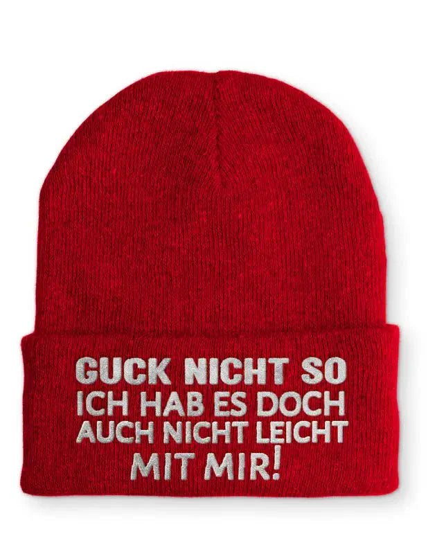 Guck nicht so Ich hab es doch auch nicht leicht mit mir! Statement Beanie Mütze mit Spruch - tshirtladen - Mütze