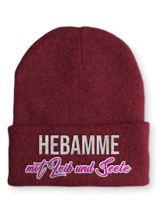 Hebamme mit Leib und Seele Statement Beanie Mütze mit Spruch - tshirtladen - Mütze