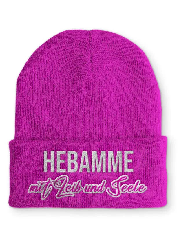 Hebamme mit Leib und Seele Statement Beanie Mütze mit Spruch - tshirtladen - Mütze