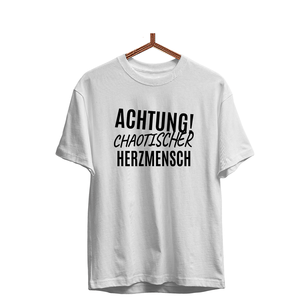 Herren T-Shirt Achtung chaotischer Herzmensch - Schwarzer - Kaffee