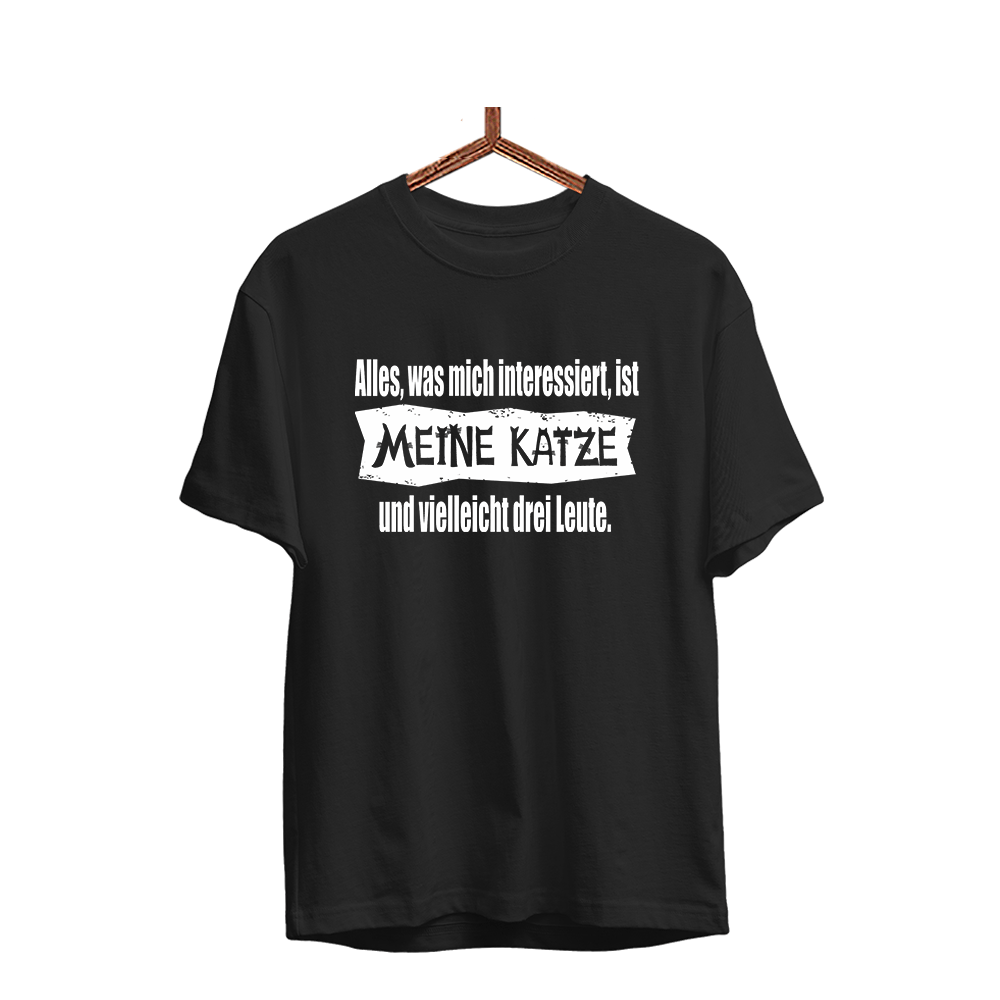 Herren T-Shirt Alles, was mich interessiert, ist meine Katze und vielleicht drei Leute - Schwarzer - Kaffee
