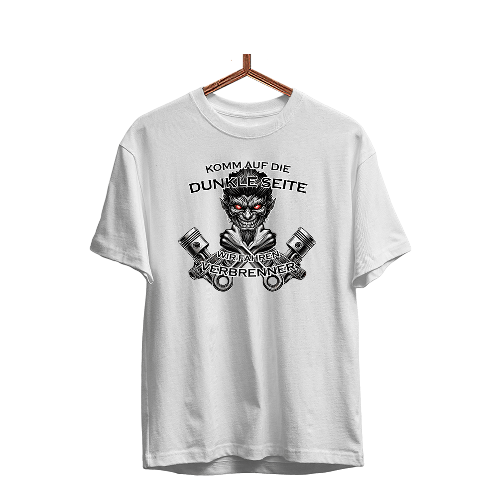 Herren T-Shirt Komm auf die dunkle Seite. Wir fahren Verbrenner - Schwarzer - Kaffee