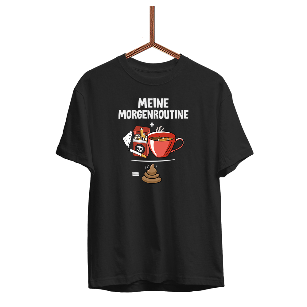 Herren T-Shirt Meine Morgenroutine - Schwarzer - Kaffee