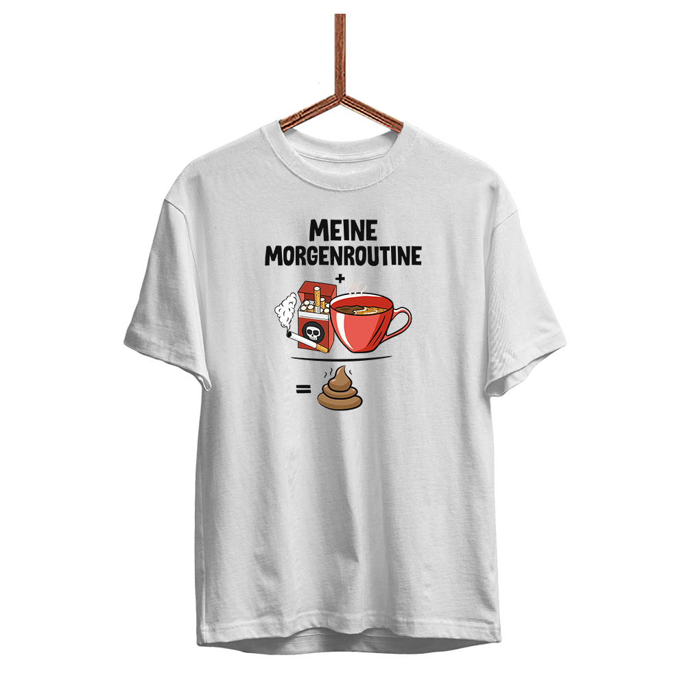 Herren T-Shirt Meine Morgenroutine - Schwarzer - Kaffee