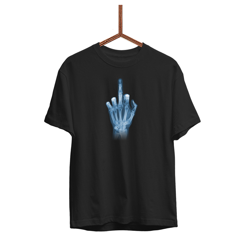 Herren T-Shirt Röntgen Mittelfinger - Schwarzer - Kaffee