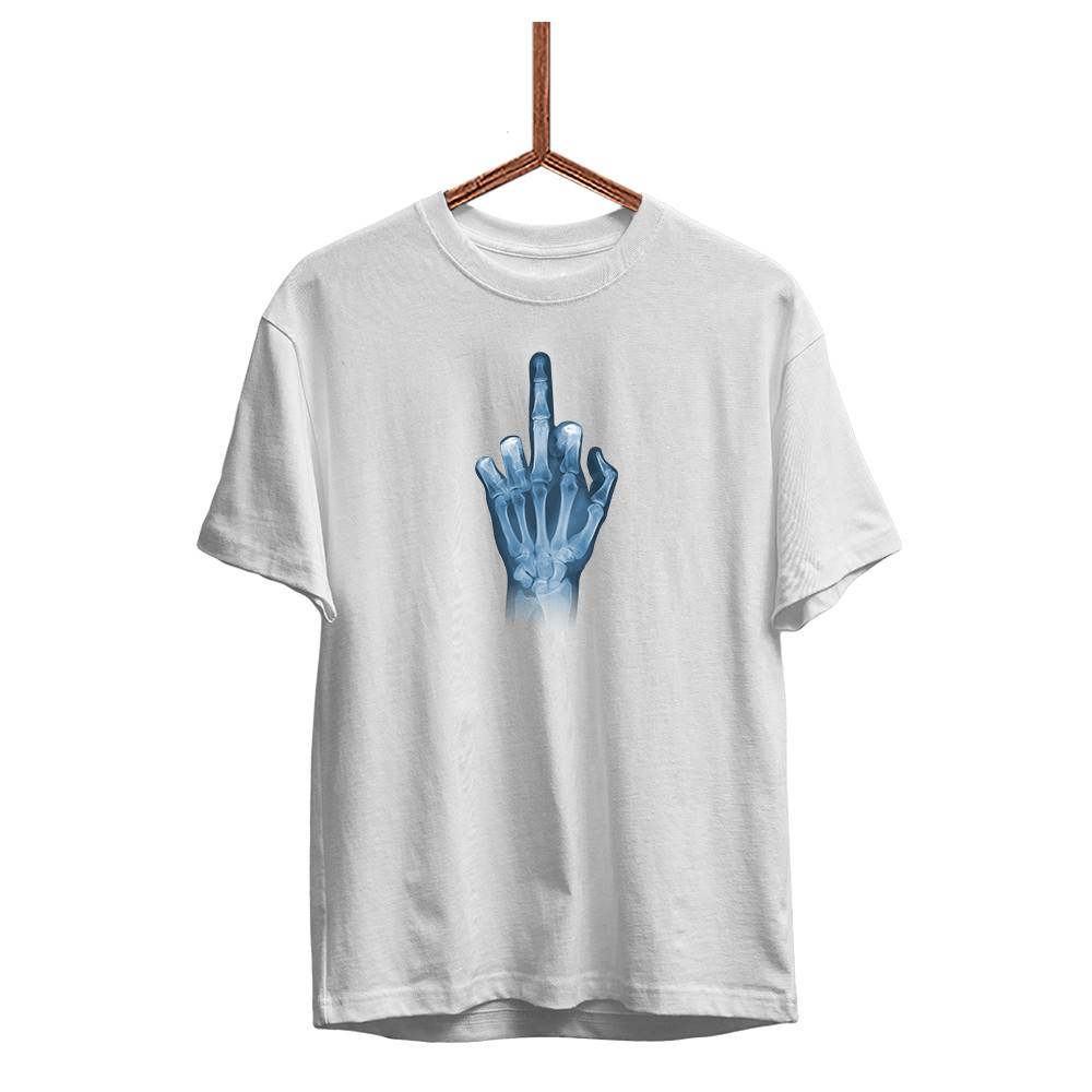 Herren T-Shirt Röntgen Mittelfinger - Schwarzer - Kaffee