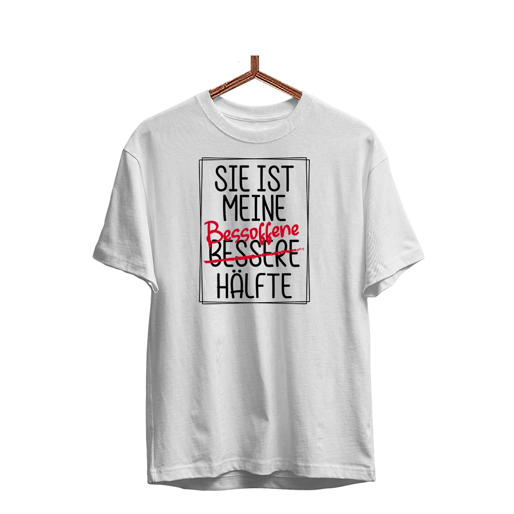 Herren T-Shirt Sie ist meine Bessoffene hälfte - Schwarzer - Kaffee