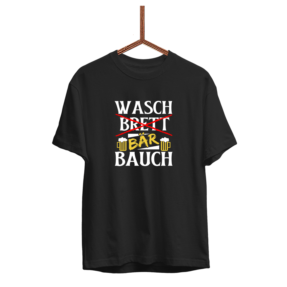 Herren T-Shirt Wasch Bär Bauch - Schwarzer - Kaffee