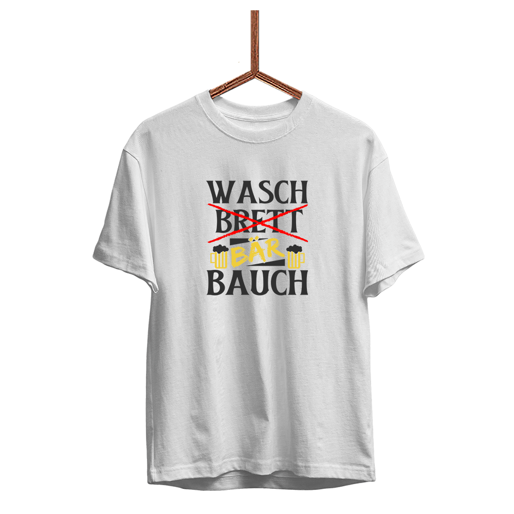 Herren T-Shirt Wasch Bär Bauch - Schwarzer - Kaffee