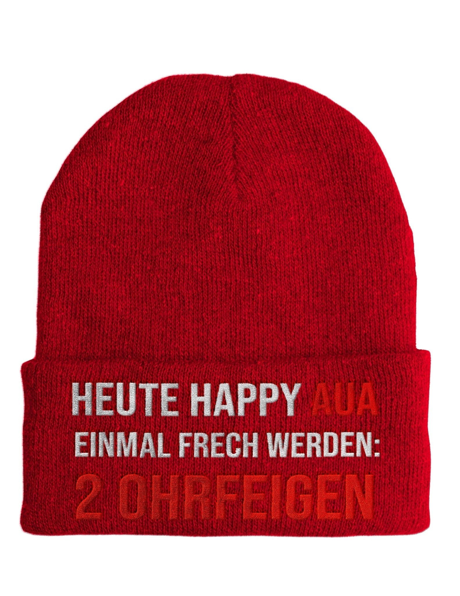 Heute Happy Aua - Beanie - Mütze mit Spruch - tshirtladen - Mütze