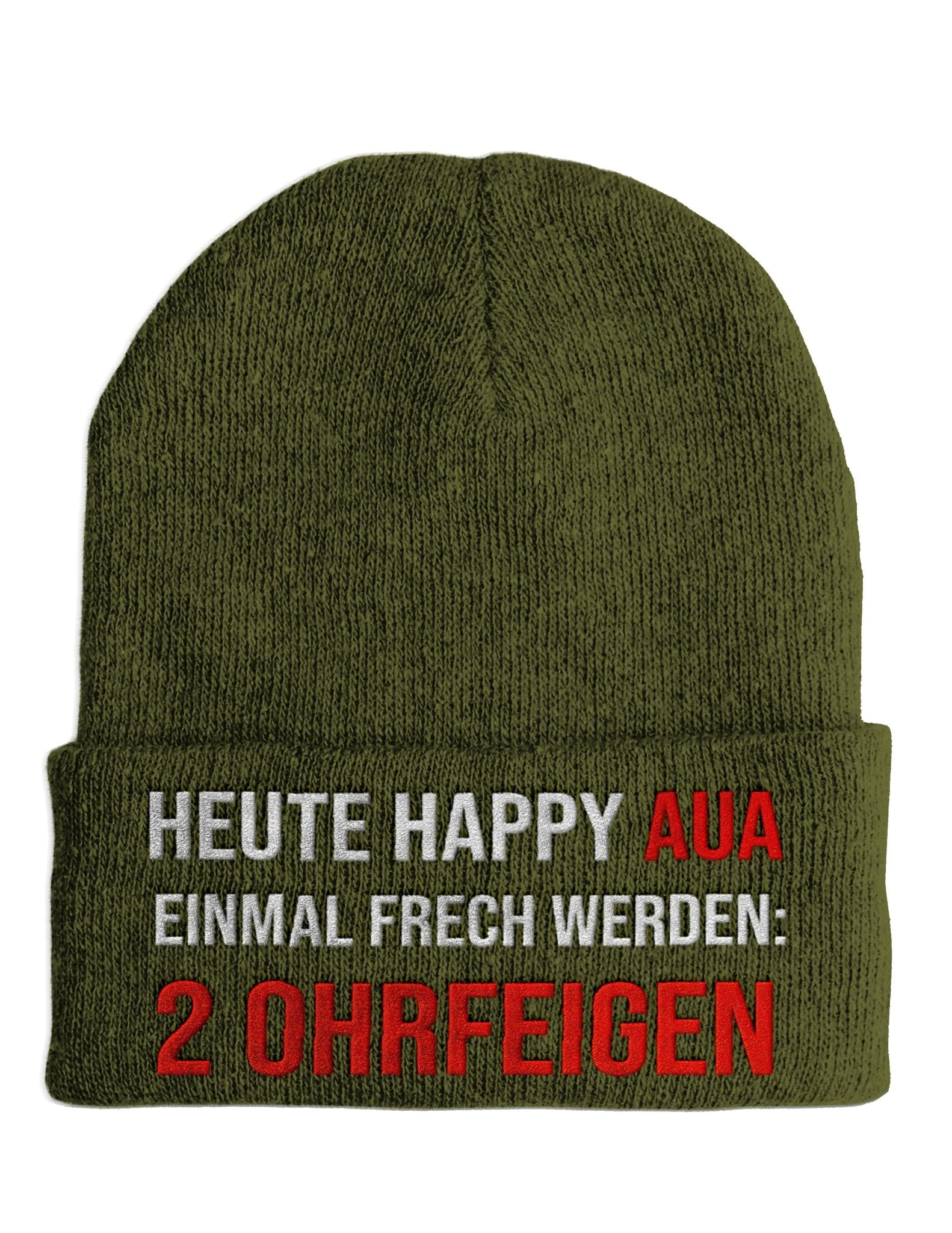 Heute Happy Aua - Beanie - Mütze mit Spruch - tshirtladen - Mütze