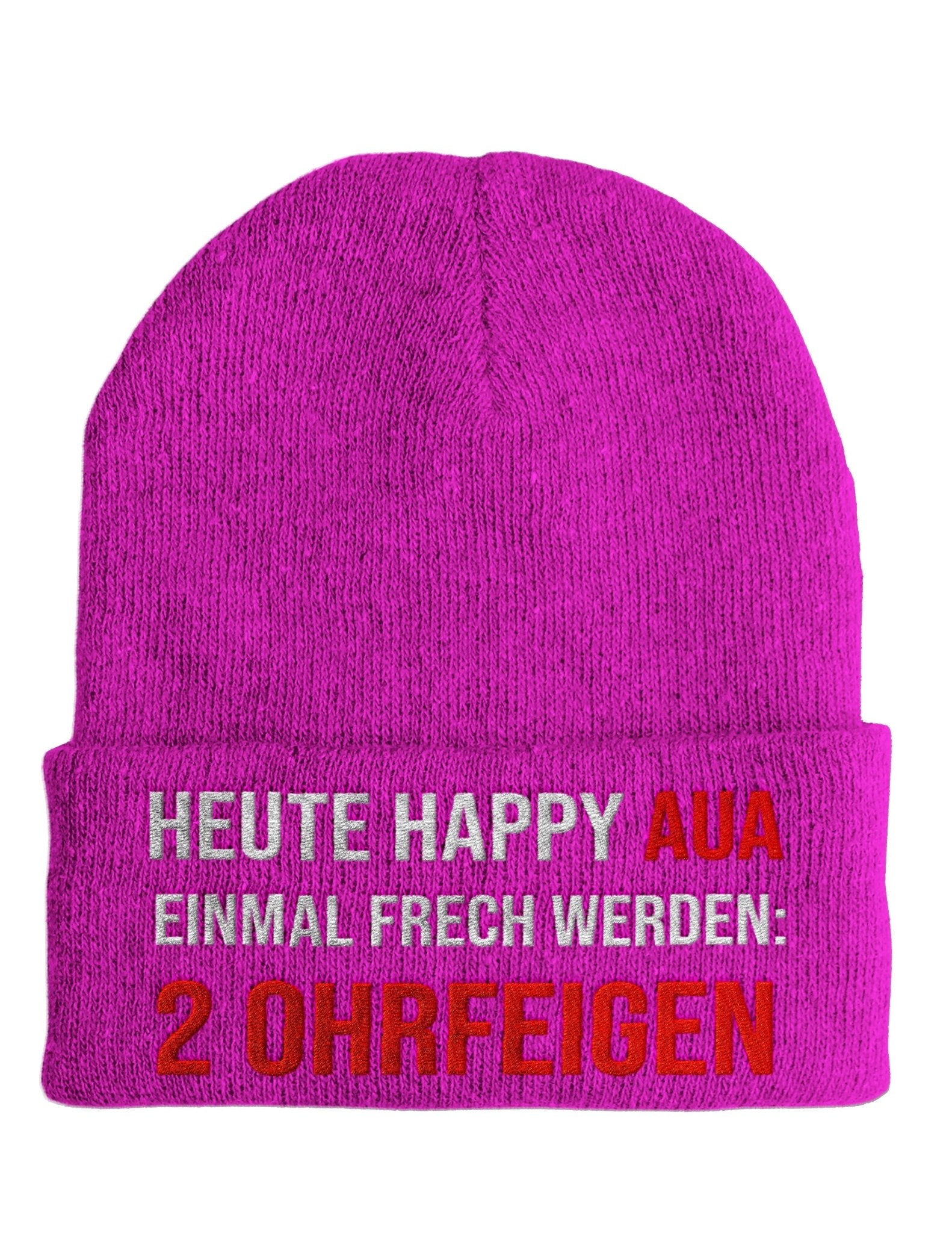 Heute Happy Aua - Beanie - Mütze mit Spruch - tshirtladen - Mütze