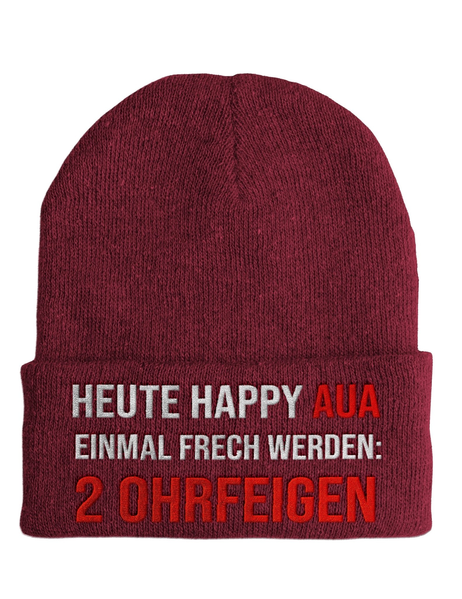 Heute Happy Aua - Beanie - Mütze mit Spruch - tshirtladen - Mütze