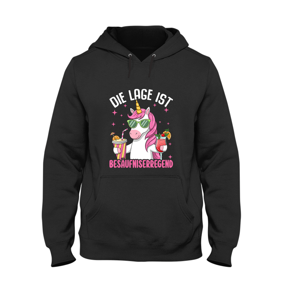 Hoodie Die Lage ist Besäufniserregend - Schwarzer - Kaffee