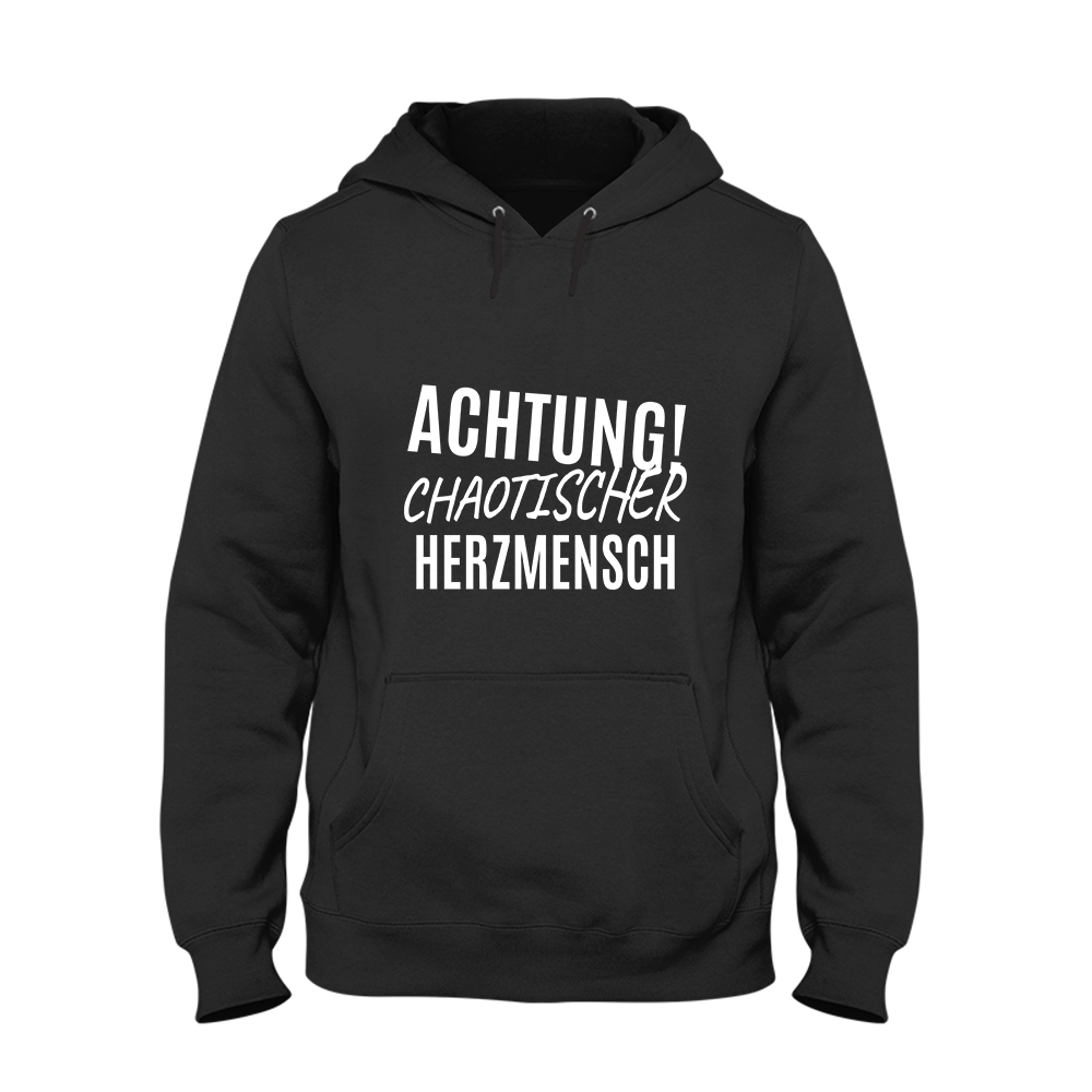 Hoodie Unisex Achtung chaotischer Herzmensch - Schwarzer - Kaffee