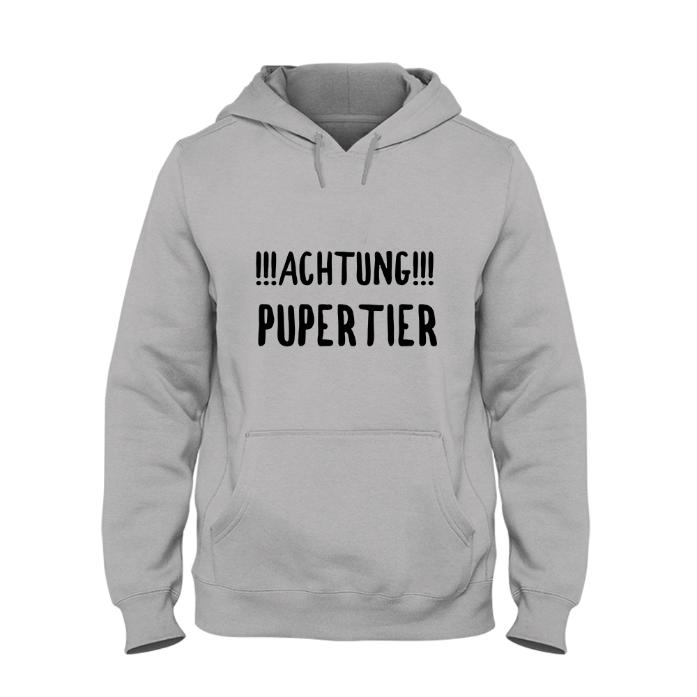 Hoodie Unisex Achtung Pupertier - Schwarzer - Kaffee