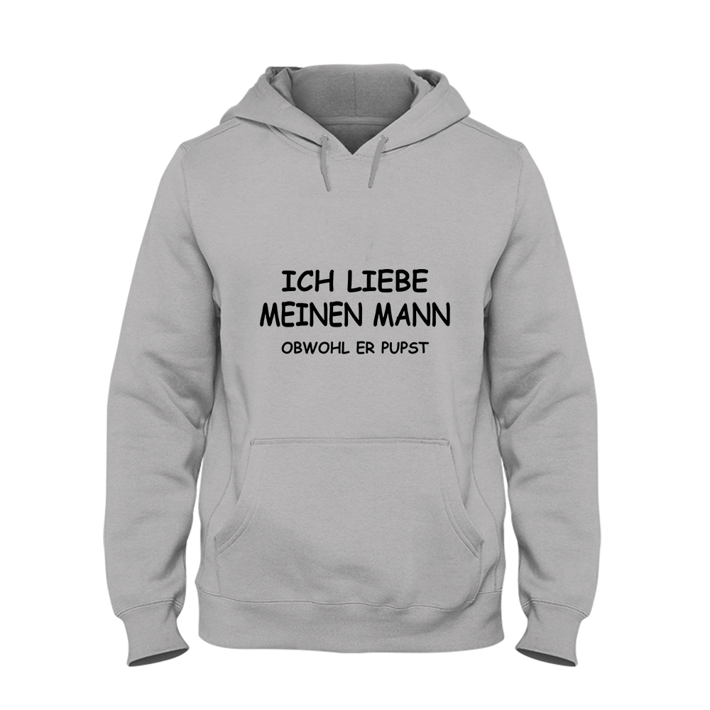 Hoodie Unisex Ich liebe meinen Mann obwohl er Pupst - Schwarzer - Kaffee