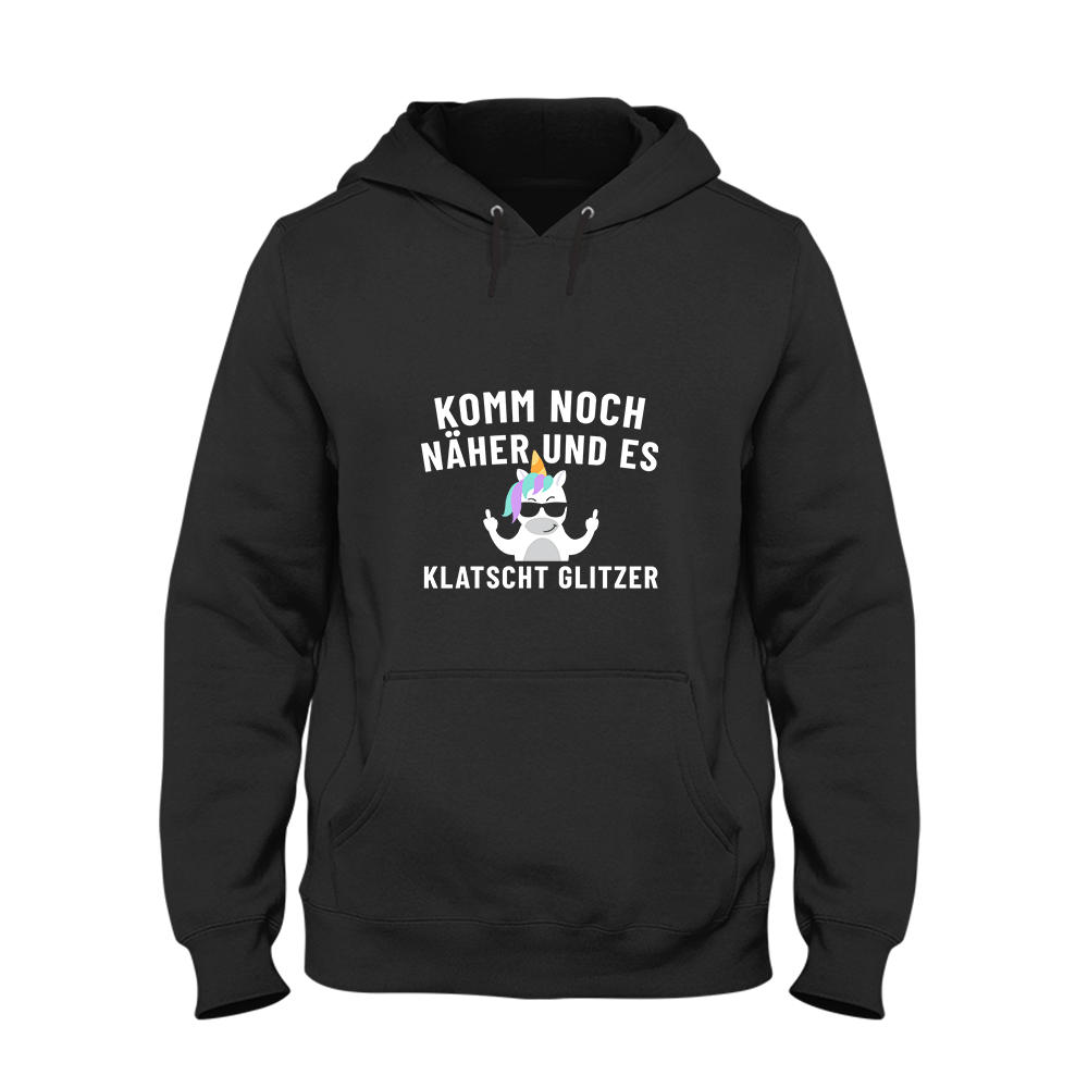 Hoodie Unisex Komm noch näher und es klatscht Glitzer - Schwarzer - Kaffee