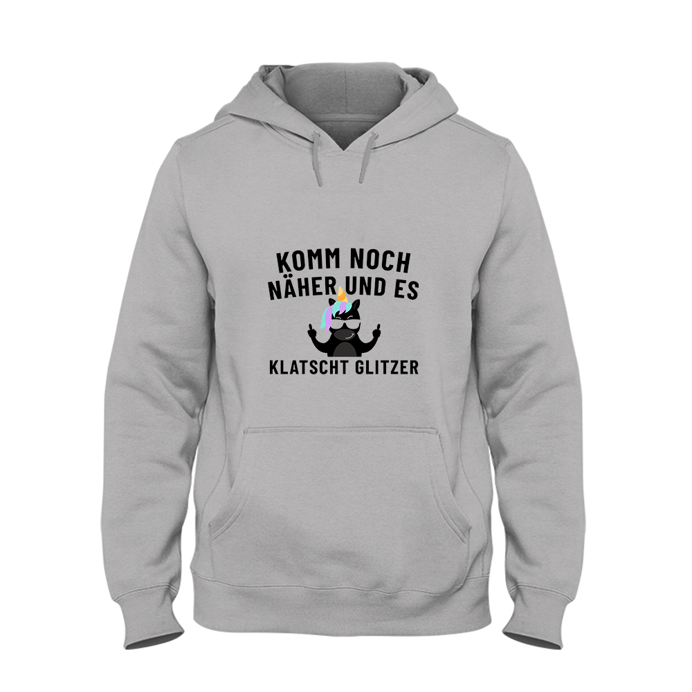 Hoodie Unisex Komm noch näher und es klatscht Glitzer - Schwarzer - Kaffee