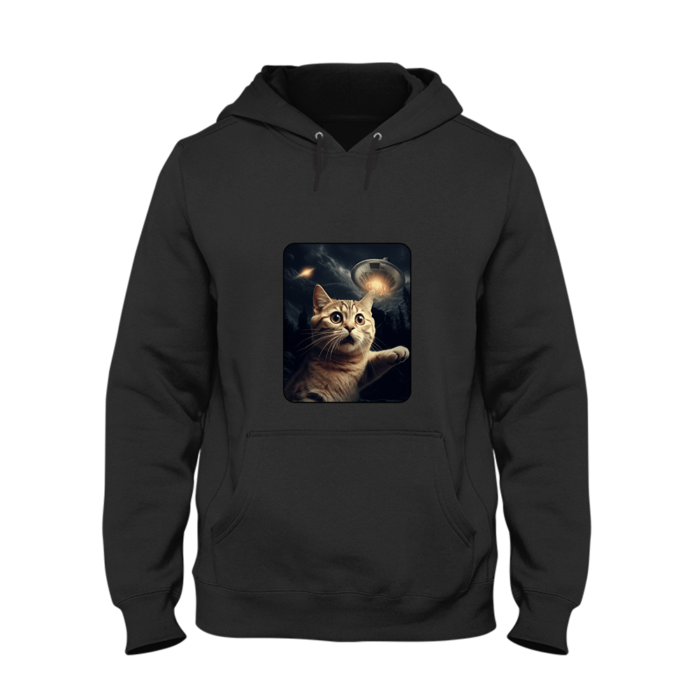 Hoodie Unisex UFO Cat - Schwarzer - Kaffee