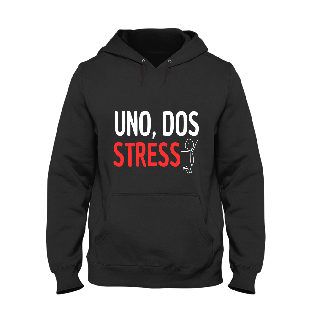 Hoodie Unisex UNO, DOS STRESS - Schwarzer - Kaffee