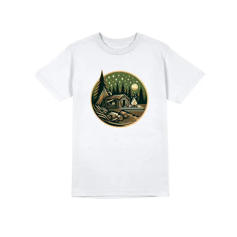 HÜTTE MITTERNACHT Outdoor Camper Herren Unisex T - Shirt