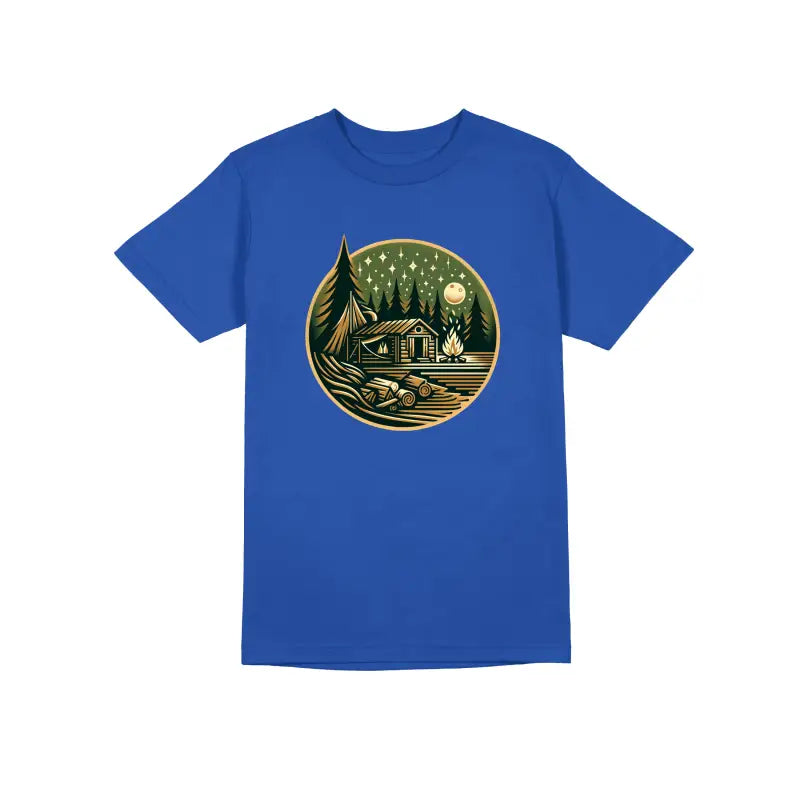 HÜTTE MITTERNACHT Outdoor Camper Herren Unisex T - Shirt - S / Royal
