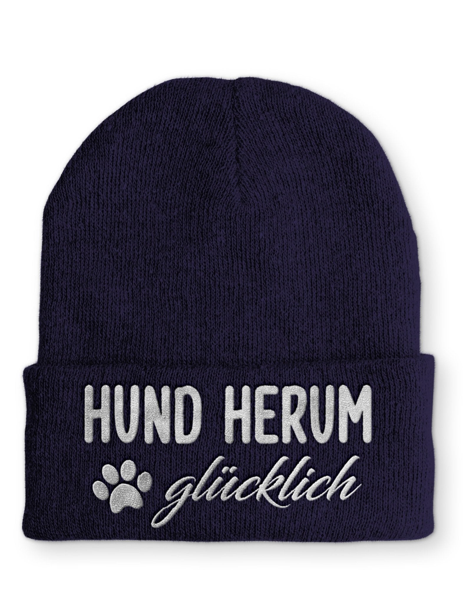 Hund Herum glücklich Beanie Mütze mit Spruch - tshirtladen - Mütze
