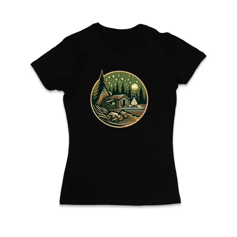 HÜTTE MITTERNACHT Camper Outdoor Damen T-Shirt - tshirtladen -