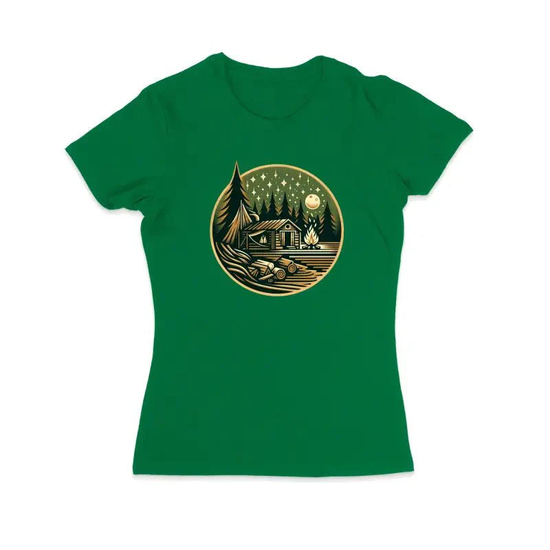 HÜTTE MITTERNACHT Camper Outdoor Damen T-Shirt - tshirtladen -
