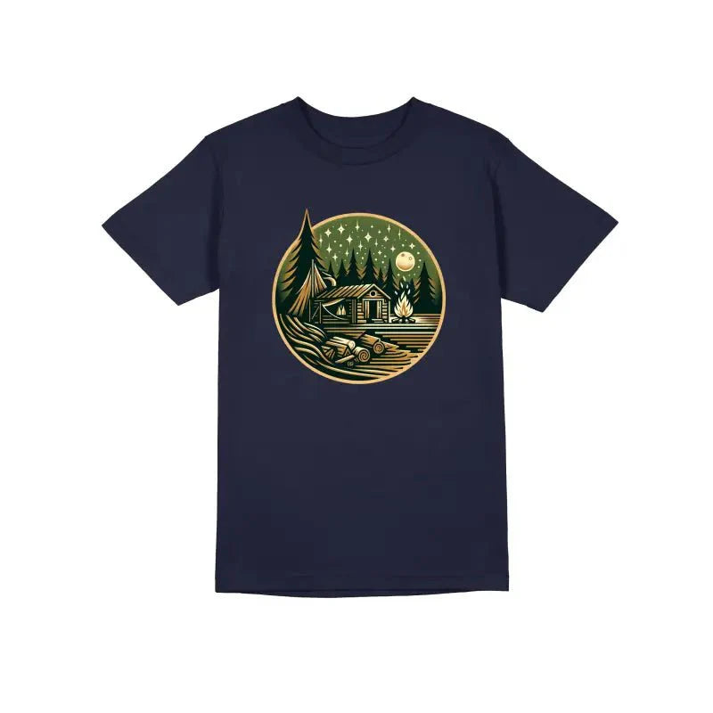 HÜTTE MITTERNACHT Outdoor Camper Herren Unisex T-Shirt - tshirtladen -