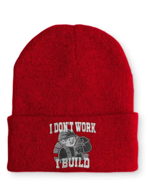 I don´t work i build Statement Beanie Mütze mit Spruch - tshirtladen - Mütze