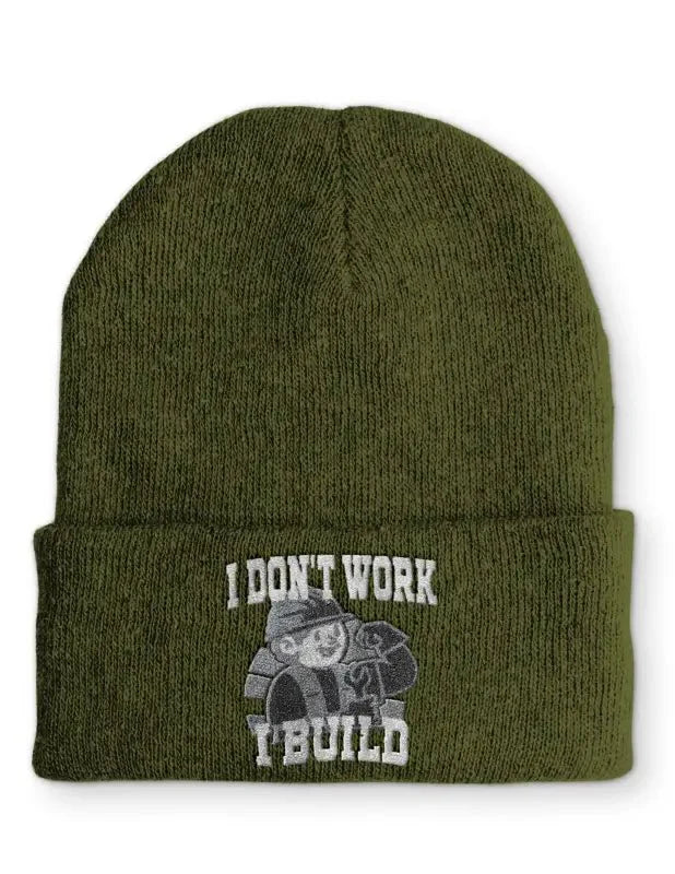 I don´t work i build Statement Beanie Mütze mit Spruch - tshirtladen - Mütze