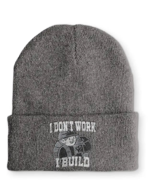 I don´t work i build Statement Beanie Mütze mit Spruch - tshirtladen - Mütze
