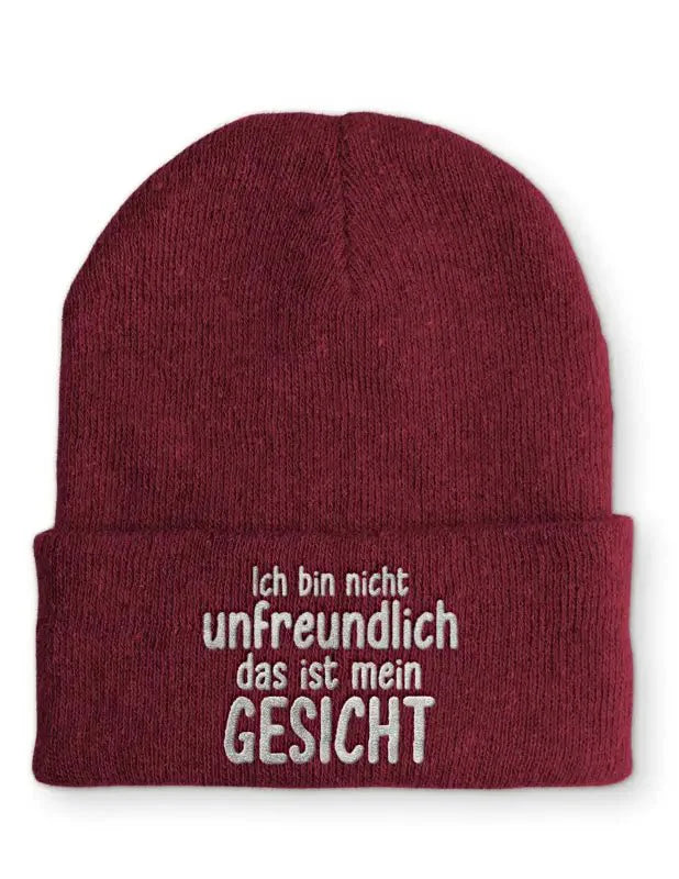 Ich bin nicht unfreundlich das ist mein Gesicht Statement Beanie Mütze mit Spruch - tshirtladen - Mütze