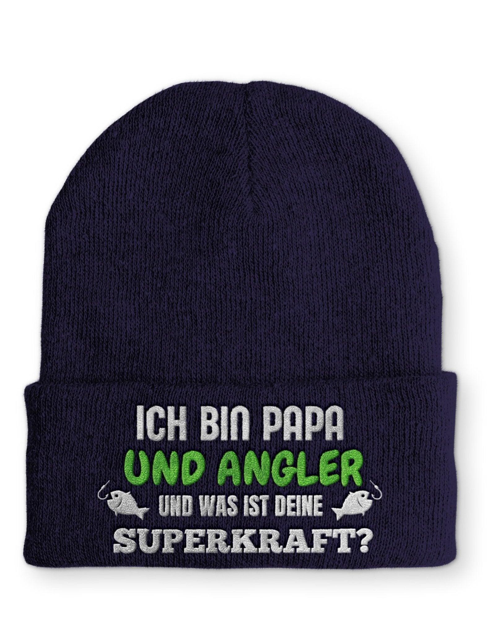 Ich bin Papa und Angler Beanie Mütze mit Spruch - tshirtladen - Mütze