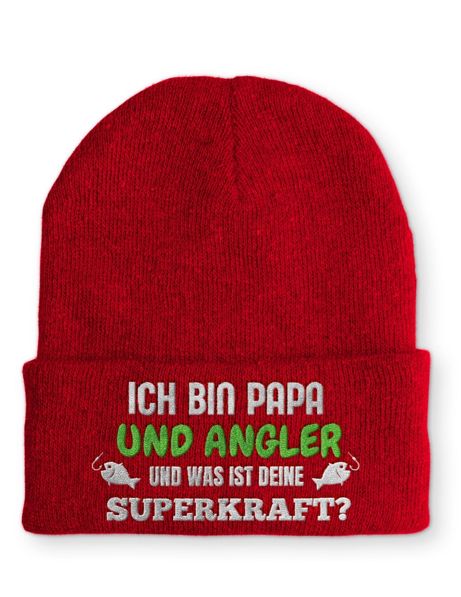 Ich bin Papa und Angler Beanie Mütze mit Spruch - tshirtladen - Mütze