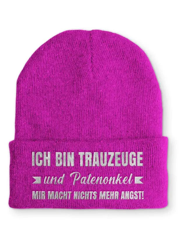 Ich bin Trauzeuge und Patenonkel Mir macht nichts mehr Angst! Statement Beanie Mütze mit Spruch - tshirtladen - Mütze