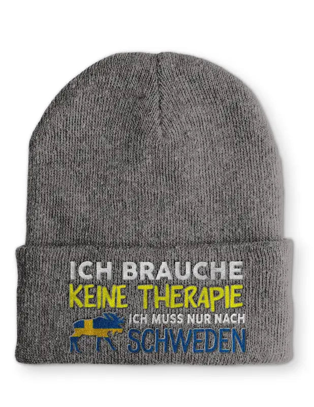 Ich brauche keine Therapie Ich muss nur nach Schweden Statement Beanie Mütze mit Spruch - tshirtladen - Mütze