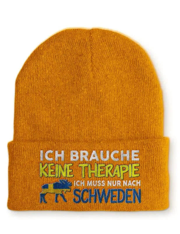 Ich brauche keine Therapie Ich muss nur nach Schweden Statement Beanie Mütze mit Spruch - tshirtladen - Mütze