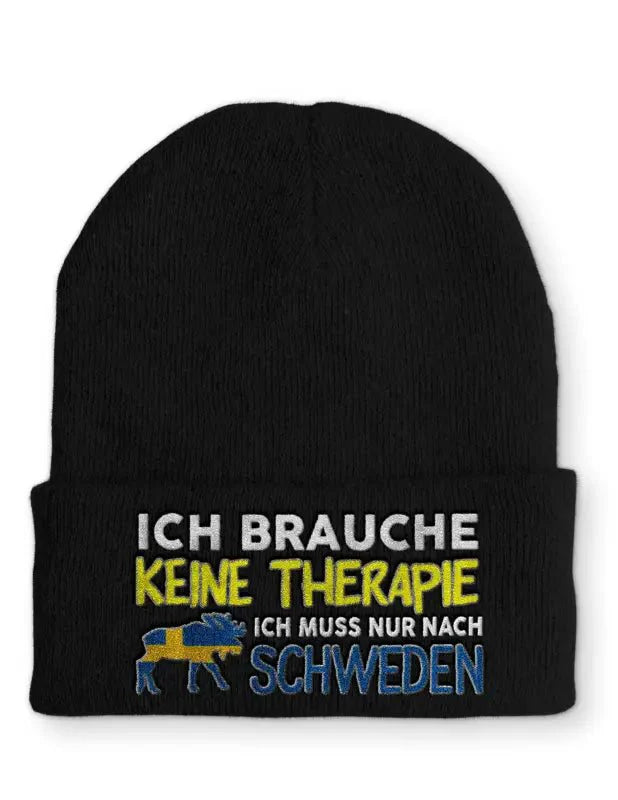 Ich brauche keine Therapie Ich muss nur nach Schweden Statement Beanie Mütze mit Spruch - tshirtladen - Mütze