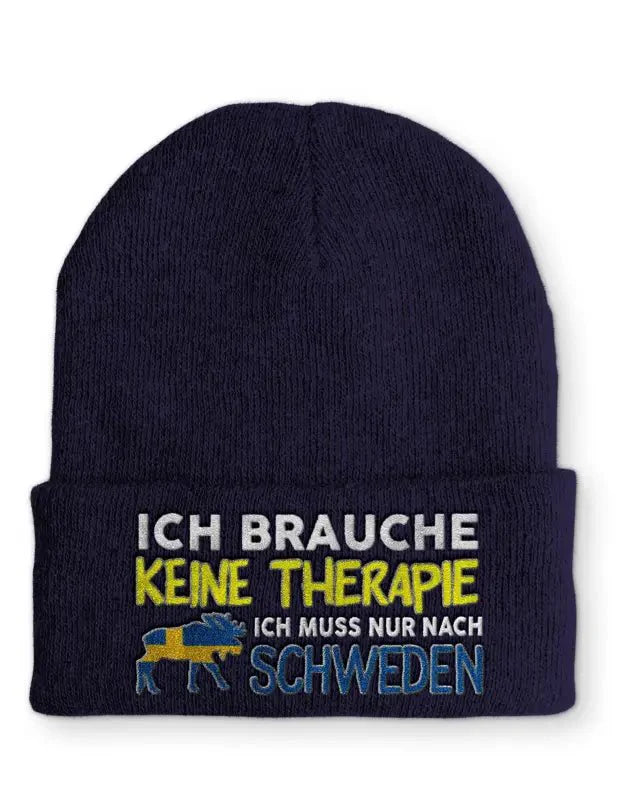 Ich brauche keine Therapie Ich muss nur nach Schweden Statement Beanie Mütze mit Spruch - tshirtladen - Mütze