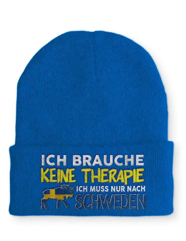 Ich brauche keine Therapie Ich muss nur nach Schweden Statement Beanie Mütze mit Spruch - tshirtladen - Mütze