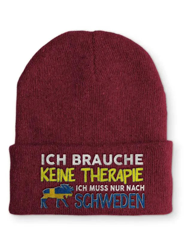 Ich brauche keine Therapie Ich muss nur nach Schweden Statement Beanie Mütze mit Spruch - tshirtladen - Mütze