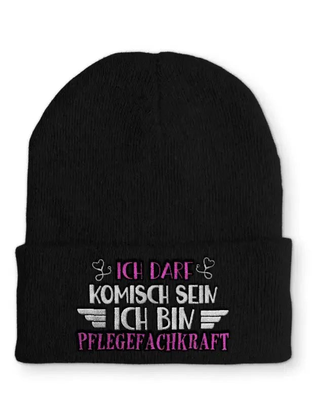 Ich darf komisch sein Ich bin Pflegefachkraft Statement Beanie Mütze mit Spruch - tshirtladen - Mütze