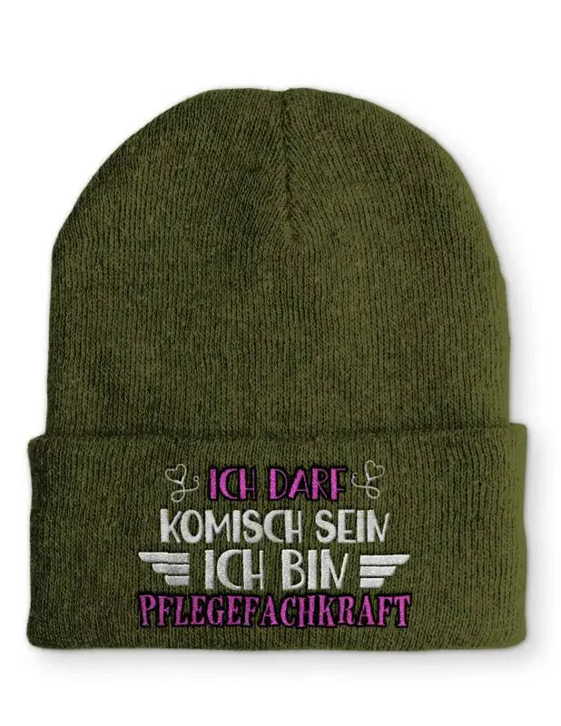Ich darf komisch sein Ich bin Pflegefachkraft Statement Beanie Mütze mit Spruch - tshirtladen - Mütze