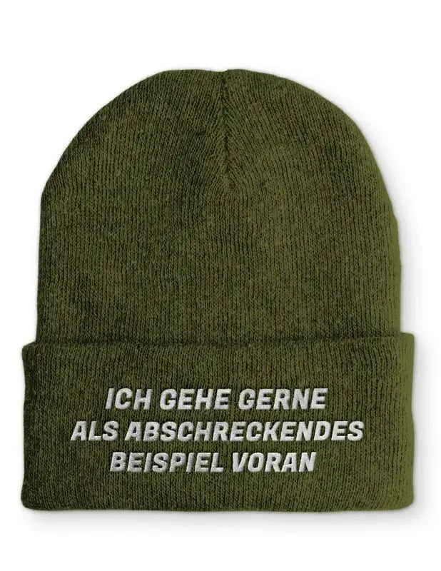 Ich gehe gerne als abschreckendes Beispiel voran Statement Beanie Mütze mit Spruch - tshirtladen - Mütze