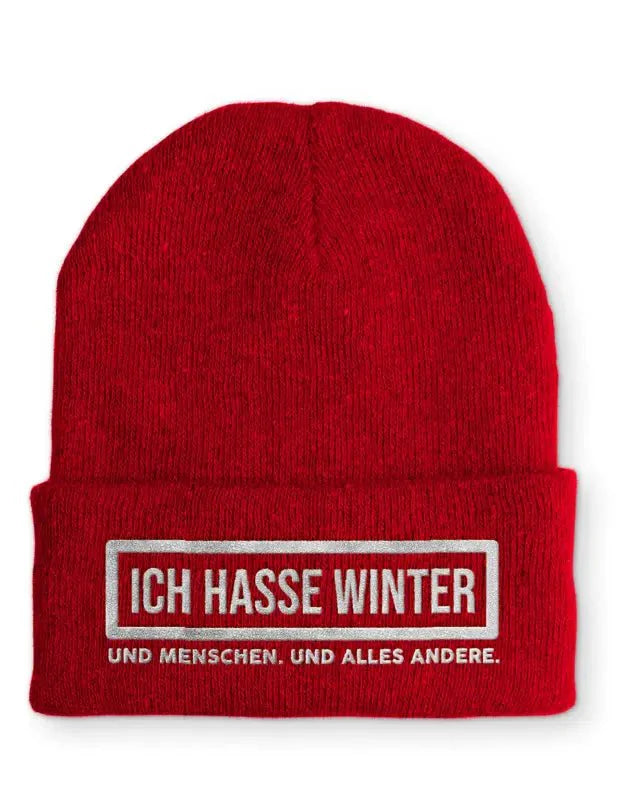Ich hasse Winter und Menschen. Und alles andere. Statement Beanie Mütze mit Spruch - tshirtladen - Mütze