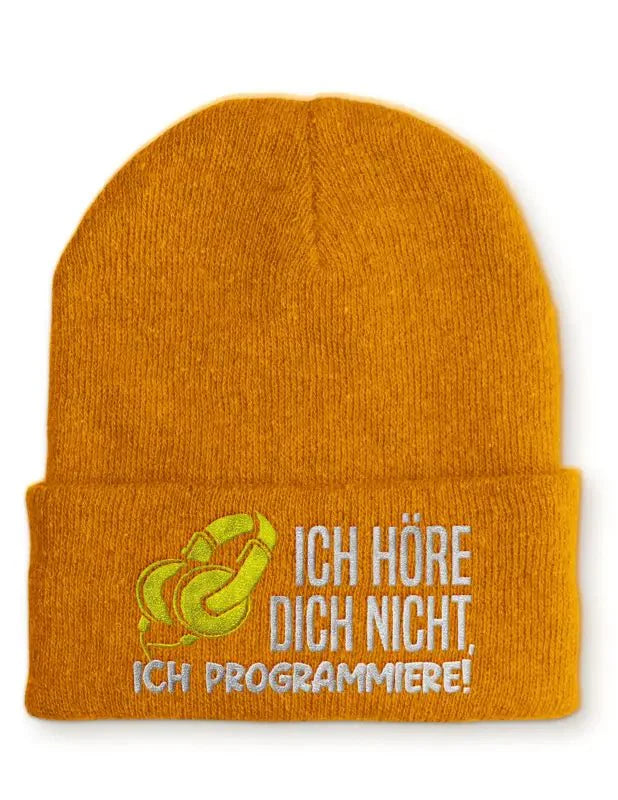 Ich höre dich nicht, ich Programmiere! Statement Beanie Mütze mit Spruch - tshirtladen - Mütze
